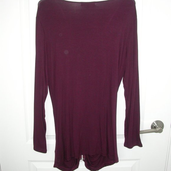 Burgundy  Rauched Deep V-Neck Tunic - Picture 3 of 10